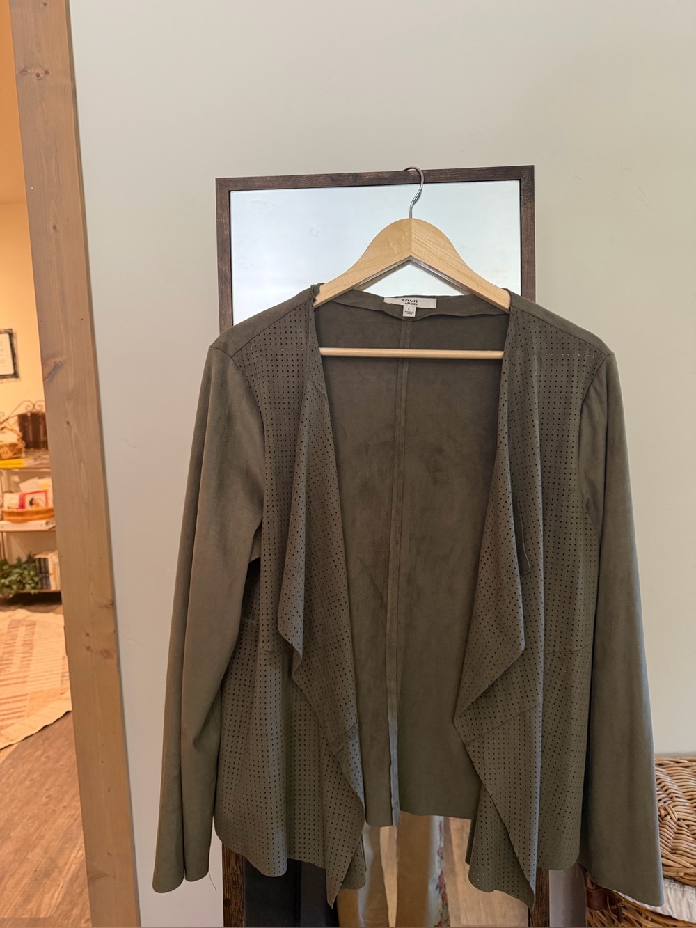 BB Dakota Olive Green Perforated Open-Front Utility Jacket